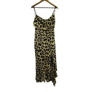 Missguided Women's Size 4 Cami Ruffle Side Midi‎ Leopard Print Dress NWT